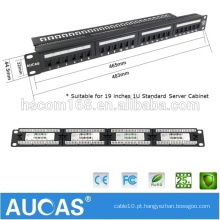 Aucas Taiwan Imported FTP / STP Blindado 24 portas Cat6 Patch Panel 19 &quot;1U para cabos de rede